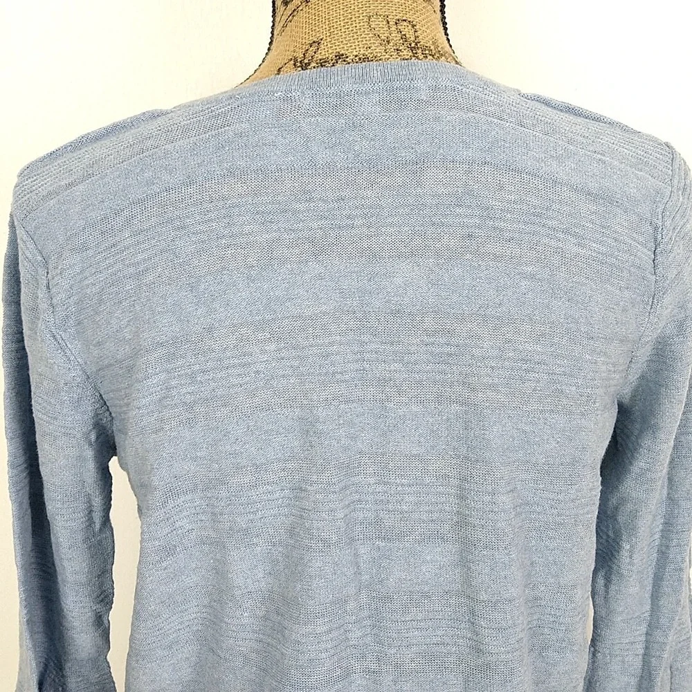 Eight Eight Eight Sweater Womens Medium Blue Bell Sleeve Textured Stripe Cotton